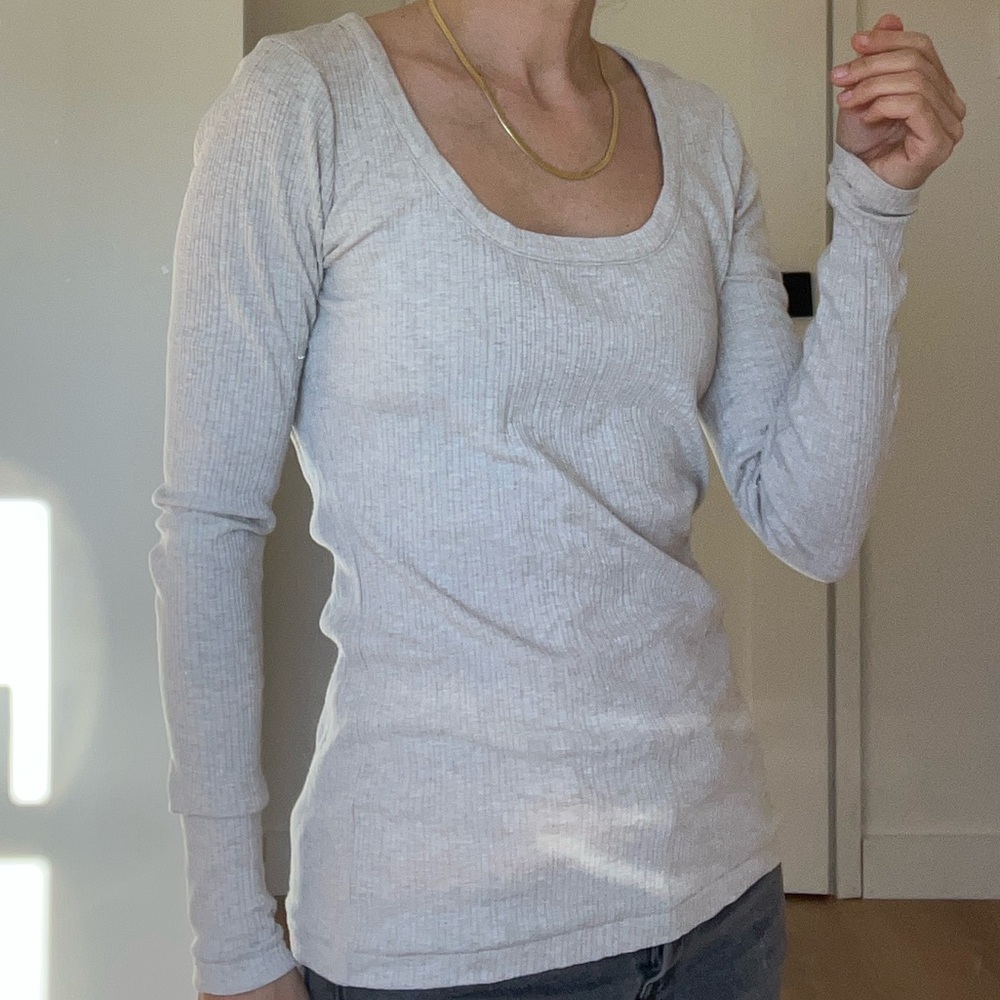 Madewell Ribbed Knit Top in Cream